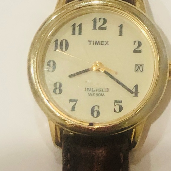 Timex Classic Gold Watch with Dark Brown Strap - Picture 2 of 2